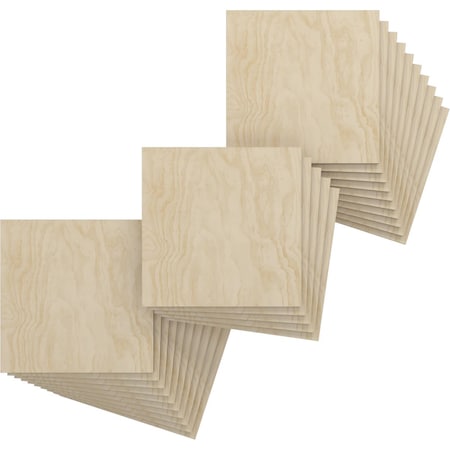 Ekena Millwork 11 3/4W x 11 3/4H x 1/4T Wood Hobby Boards, Birch, 25PK HBW12X12X250DBI